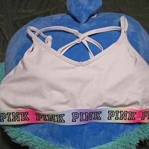 PINK Victoria's Secret White Bra with Rainbow Band